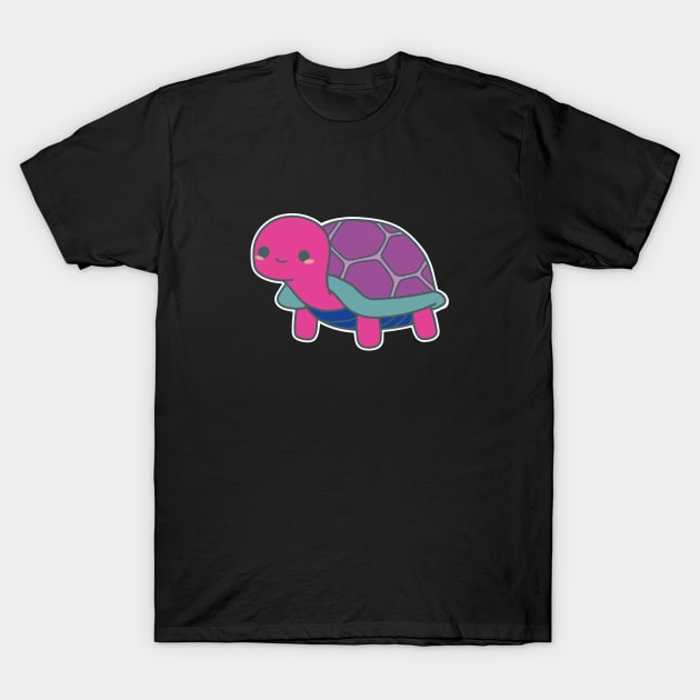 Bi Pride Turtle / Tortoise | Cute Design in Bisexual Flag Colors T-Shirt by pawsitronic